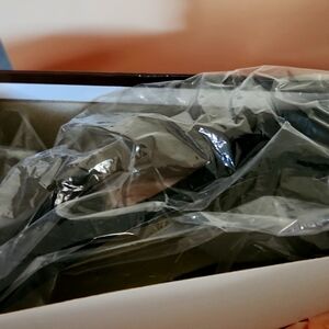 Black suede and leather pumps